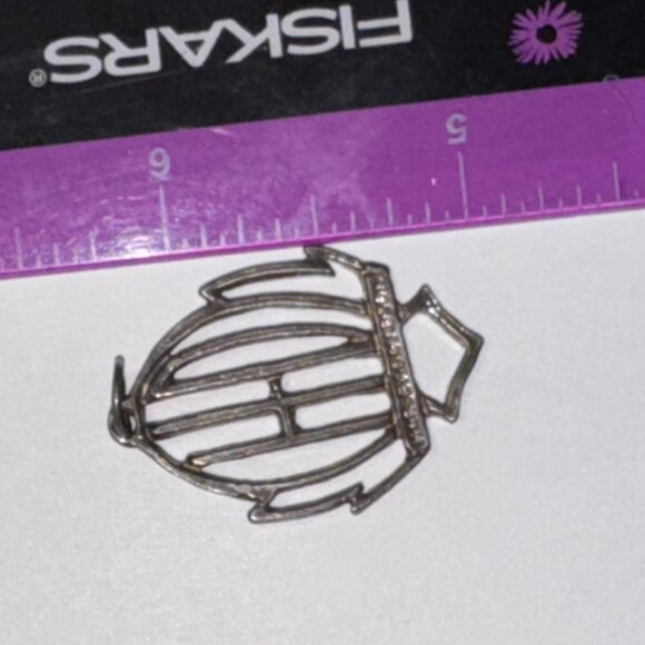 Open Sterling Silver Harley Davidson Pendant - Picture 15 of 16